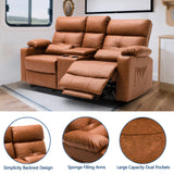 RIHEREFY 68'' RV Loveseat Recliner Sofa| RV Power Reclining Loveseat with Console & Cup Holder | RV Double Recliner Sofa | RV Theater Seating Loveseat(PU, Brown) RIHEREFY