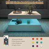 White LED Coffee Table with 2 Storage Drawers for Living Room Square Center Middle Table Modern Cocktail Table with Light 2-Tier Tea Tables Contemporary Mid Century Wood Home Office Waiting Room HedoAjim