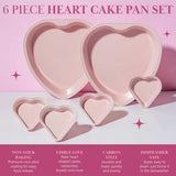 Paris Hilton Heart Shaped Nonstick Bakeware Set, Easy Release Carbon Steel, Includes two 9.5-Inch Pans and four Mini 3.5-Inch Pans, Dishwasher Safe, Made without PFAS or PFOA, 6-Piece Set, Pink Paris Hilton
