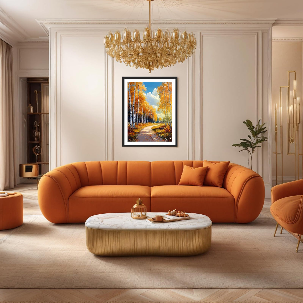 PINFFSHU Autumn Scenery Diamond Painting Kits for Adults 5D Sparkling Birch Forest Path Artwork Diamond Art Kits for Adults Full Drill Diamond Art Painting Kits Gem Art Kits for Wall Decor 12x16 Inch PINFFSHU