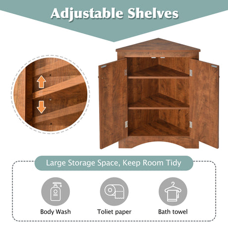 Triangle Bathroom Storage Cabinet With Adjustable Shelves, Freestanding Floor Cabinet For Home Kitchen HouseOfZazla