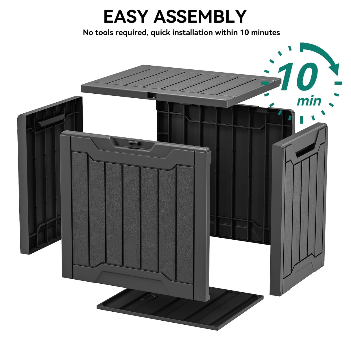 YITAHOME 31 Gallon Outdoor Storage Box, Resin Deck Box and Waterproof Package Delivery Box for Gardening Tools, Pool Supplies, Patio Furniture, Lockable, Black YITAHOME