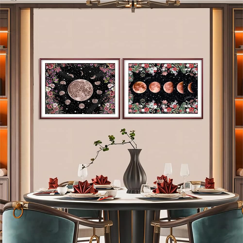 Diamond Painting Kits,5D Diamond Art with Accessories & Tools,Moon Phase Painting with Diamond，Relaxation and Home Wall Decor 12 x 16inch FILASLFT