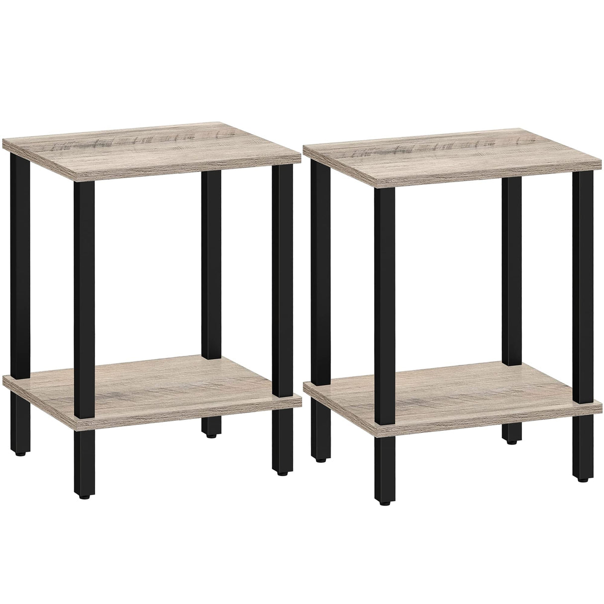 TUTOTAK End Table, Set of 2, Side Table, Nightstand, 2-Tier Storage Shelf, Sofa Table for Small Space, Living Room, Bed Room TB01BG035 TUTOTAK