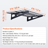 VEVOR 2 x 4 ft Garage Shelving Wall Mounted, 2 Pack Heavy Duty Garage Wall Shelves 500lbs Capacity, Garage Storage Rack Floating Shelves for Shop, Shed, Garage Storage VEVOR