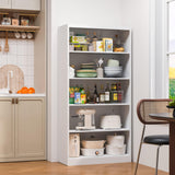 OSEILLC Bookcase,5 Tier White Bookshelves,66" Tall Free Standing Metal Bookcase with Adjustable Storage Shelves, Industrial Wide Bookshelf for Bedroom Living Room Home Office School OSEILLC