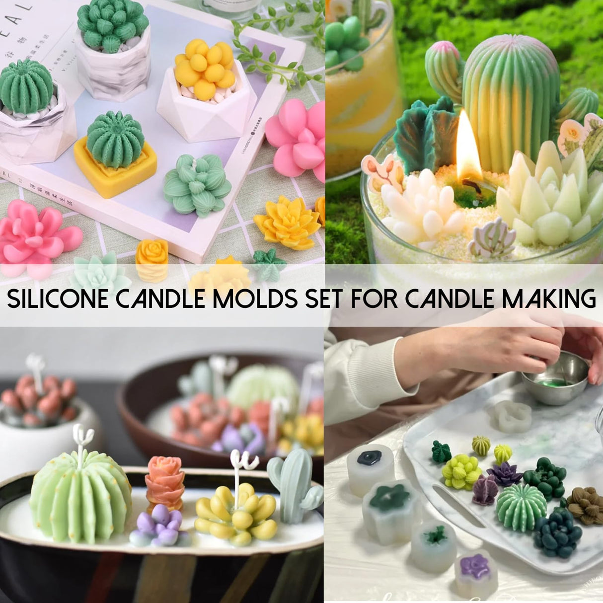 EuTengHao Succulent Silicone Molds, 3D Flower Resin Mold for Candle Soap Cake Decoration Making, Plant Flower Wax Scented Candle Soap Silicone Molds (10Pcs) EuTengHao