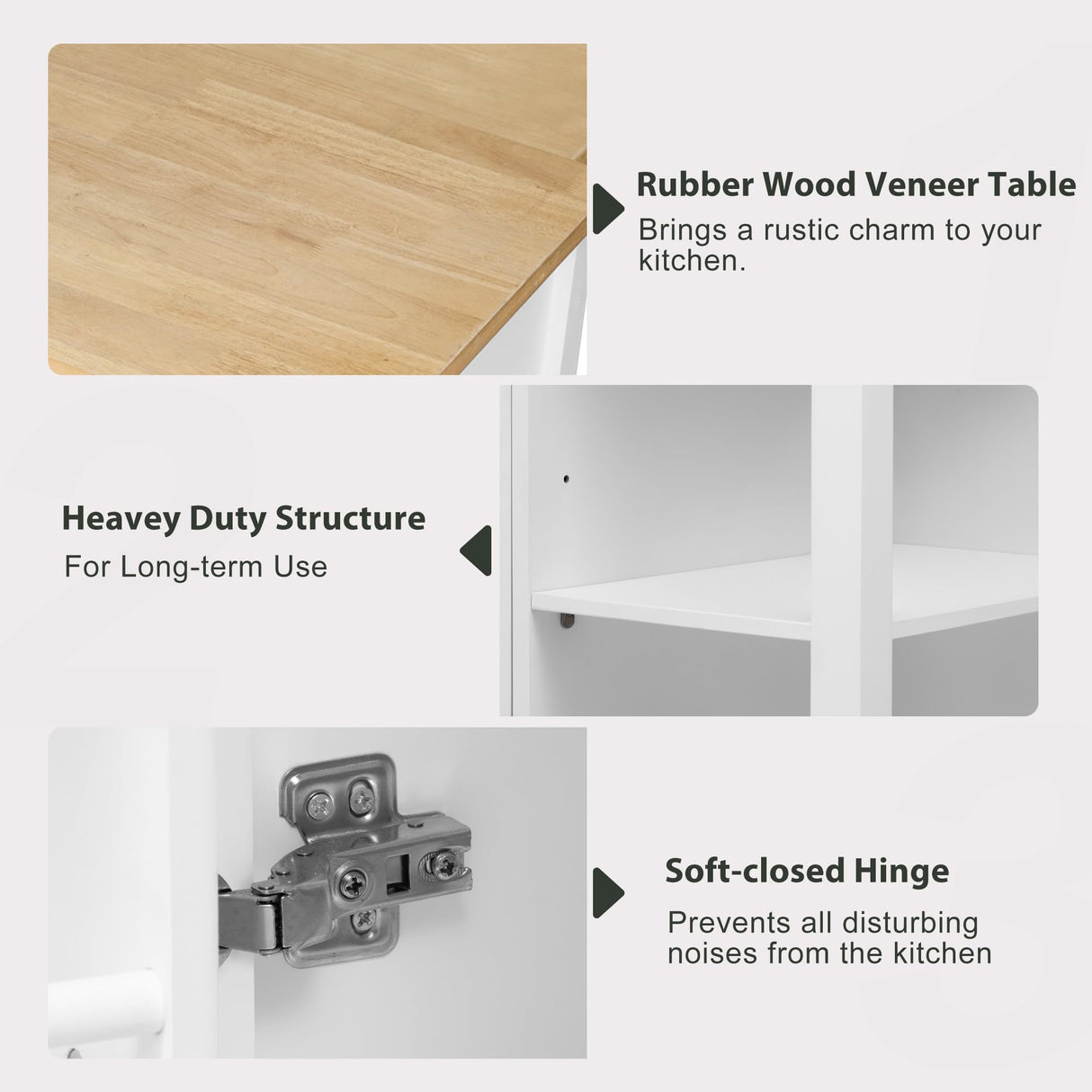 Merax Kitchen Island on Wheels with Extendable Dining Table & Power Outlet, Wood Kitchen Rolling Cart with Internal Storage Rack, 2 Drawers & 2 Cabinets, 47" Wide White Merax