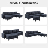 Sectional Couches for Living Room, 6 Seat Sectional Sofa Couch with Smart Module-Wireless Charging/USB/Type-C/RGB Light, U Shaped Thick Linen Modular Couch with Chaise Lounge/Storage Ottoman (Blue) NicoHali