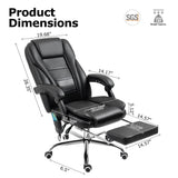 TonghuaS Reclining Massage Office Chair with Footrest, High Back Ergonomic Executive Chair with Heating and Vibration Function(Black) TonghuaS