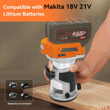 Aslsouti Cordless Trim Router, Compact Wood Router Tool Compatable for Makita 18V/21V Batteries, Power Palm Routers Brushless for Woodworking, 1/4" Collets Fixed Base with Depth Adjustment 6 Speeds Aslsouti