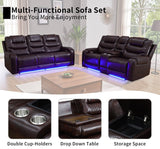 Caberryne Power Recliner Sofa for Living Room Furniture Set,Leather Reclining Sofa and Loveseat with Storage Space/Cup Holders/Charging for Home Theater(Wine Red) Caberryne