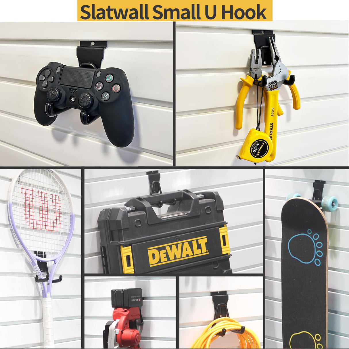 ATOOLA Slatwall Hooks, Garage Slatwall Accessories, Multi Size Slat Wall Accessory, 14 Pack Utility Hooks for Slatwall ATOOLA