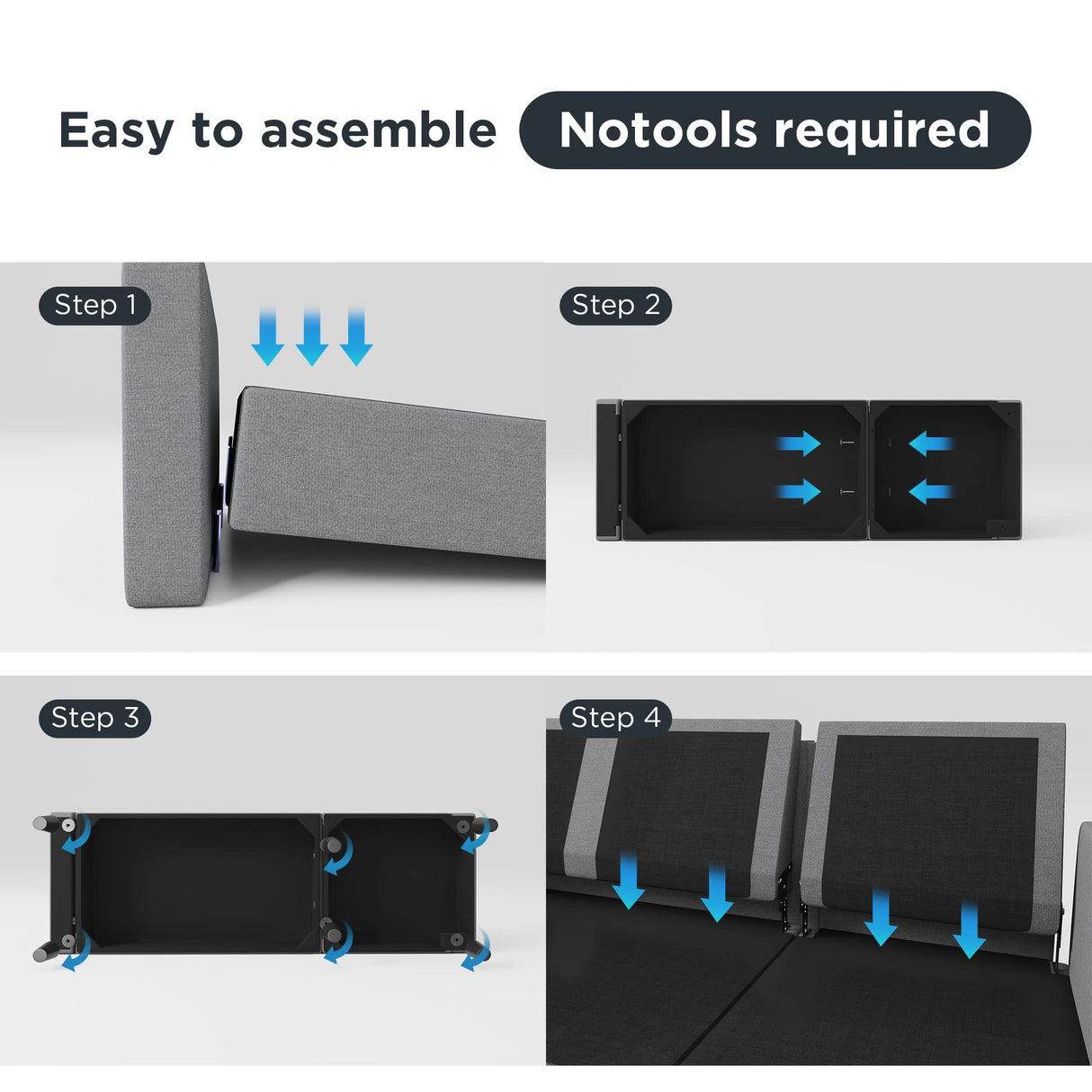 HONBAY Convertible Sectional Sofa, L Shaped Couch with Linen Fabric, Reversible Couch for Small Space, Light Grey HONBAY