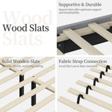 Yaheetech Queen Bed Frame with USB Charging Station and Storage Shelf/Upholstered Headboard Platform Bed with Wing Side/Wooden Slats Support/Noise Free/No Box Spring Needed/Easy Assembly, Light Grey Yaheetech