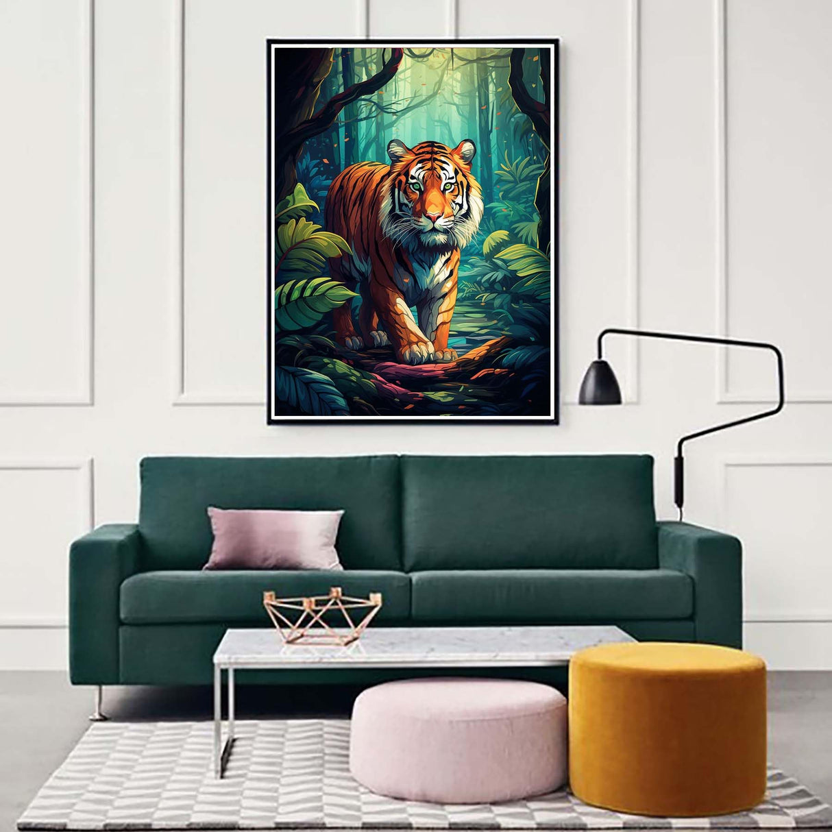 Zariocy 5D Diamond Art Kits for Adults Tiger, DIY Diamond Painting Art Animal Plants Round Full Drill Crystal Diamond Embroidery Paintings Arts Craft for Home Office Wall Decor 12x16 inch Zariocy