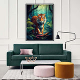 Zariocy 5D Diamond Art Kits for Adults Tiger, DIY Diamond Painting Art Animal Plants Round Full Drill Crystal Diamond Embroidery Paintings Arts Craft for Home Office Wall Decor 12x16 inch Zariocy