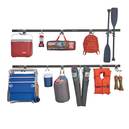 Rubbermaid 15-Piece FastTrack Garage Wall-Mounted Storage Kit, 4 Rails and 11 Hooks, for Home/House/Tool/Sports/Equipment/Utility Purposes