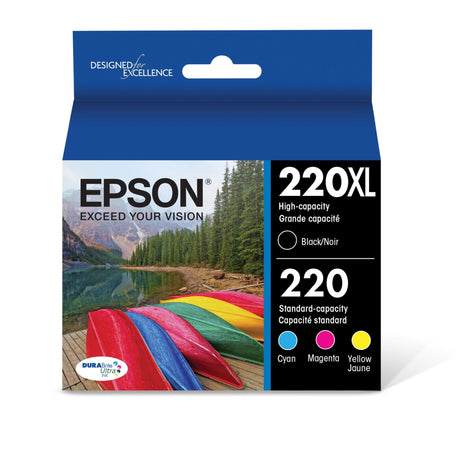 EPSON 220 DURABrite Ultra Ink High Capacity Black & Standard Color Cartridge Combo Pack Works with WorkForce WF-2630, WF-2650, WF-2660, WF-2750, WF-2760, Expression XP-320, XP-420, XP-424 Epson