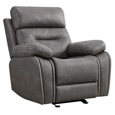 KISLOT Leather Recliner Chair Manual Sofa Rocker for Adults with Overstuffed Arm for Living Room Bedroom Home Theater Seating