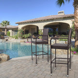 VINGLI Outdoor Wicker Bar Stools Set of 2 with Cushions, Outdoor Bar Chairs Bar Height Tall Patio Chairs, Outdoor Barstools for Garden Pool Lawn Backyard VINGLI