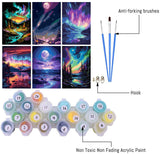 Fuinkqe 6 Pack Paint by Number Kit for Adults Beginner, Polar Lights Moon Landscape DIY Acrylic Painting Paint by Numbers Kits on Canvas for Gift Home Wall Decor 10x14inch Fuinkqe