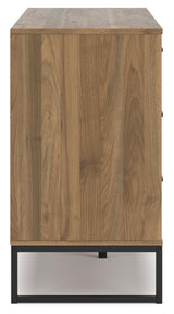 Signature Design by Ashley Deanlow Mid-Century Modern 6 Drawer Dresser with Safety Stop for Bedroom, Light Brown & Black Signature Design by Ashley