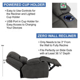 RecPro Charles 58" Powered Double RV Wall Hugger Recliner Sofa RV Loveseat with Upgraded 2023 Fabric (Gunmetal) RecPro