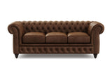 Valencia Parma Chesterfield 3 Seater Sofa 82" | Premium Full-Aniline Leather | Mid-Century Leather Couch with Classic Button Tufted Back, Wood Legs for Living Room, Chocolate VALENCIA THEATER SEATING