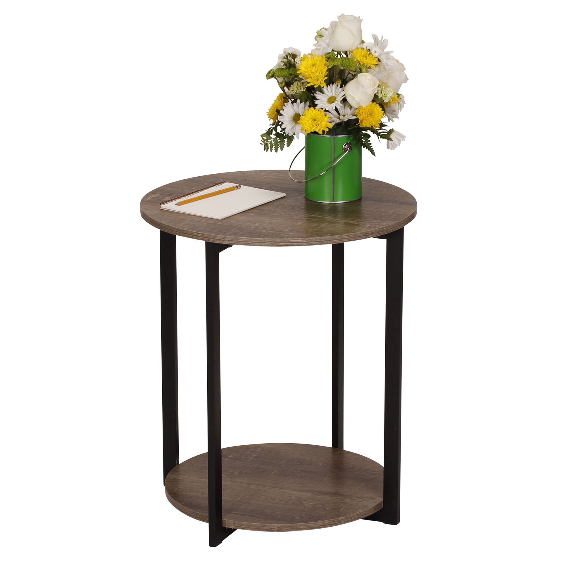 Household Essentials Wooden Side End Table with Storage Shelf | Ashwood - WoodArtSupply