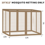 Gazebo Universal Replacement Mosquito Netting, Outdoor Canopy Net Screen 4-Panel Sidewall Gazebo Curtains, with Zippers, Easy to Install, Fit for Most Canopy, Patio, Khaki (10' X 12') WoodArtSupply