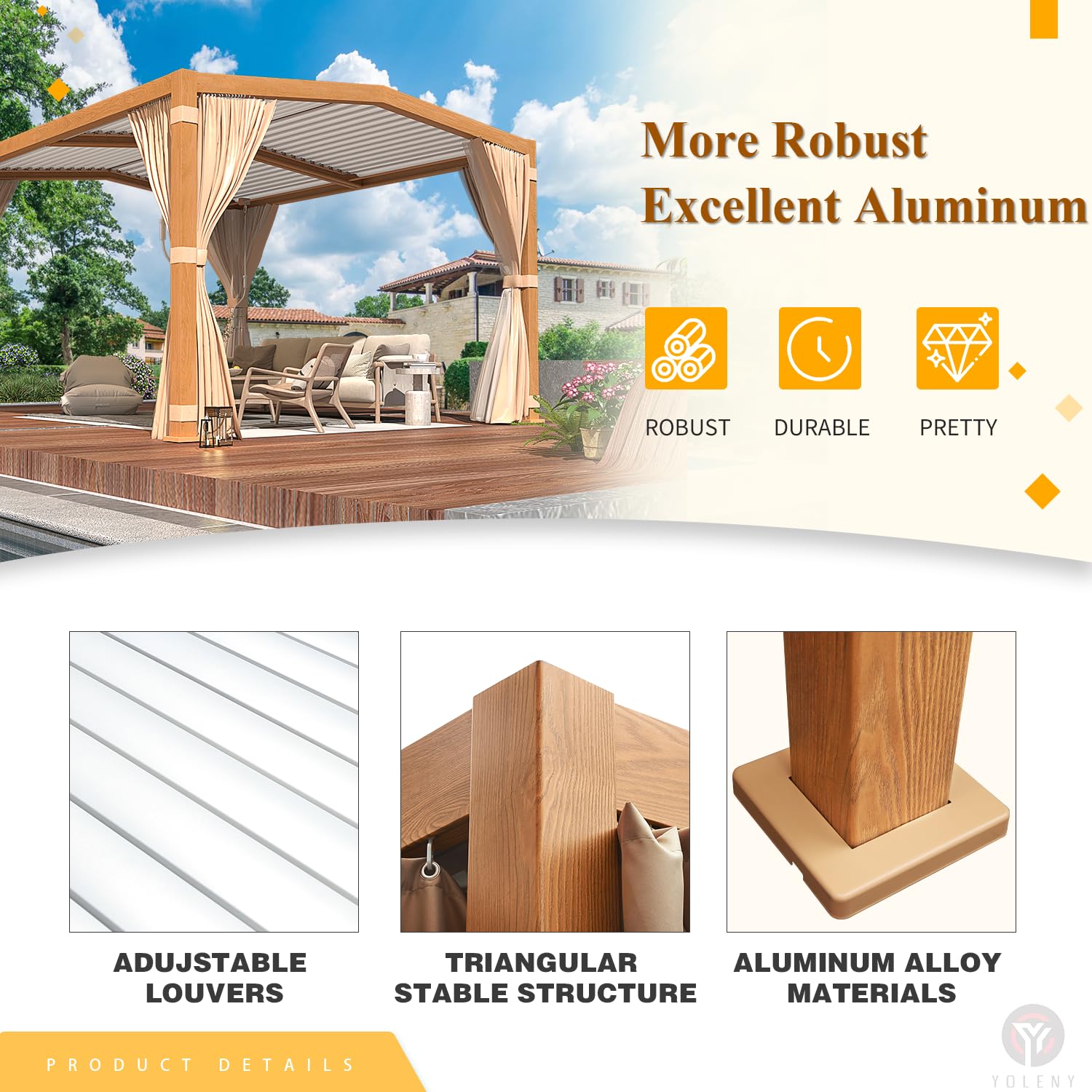 YOLENY Louvered Pergola 11x13 - Thumbnail 2