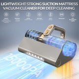 Teant Mattress Vacuum Bed Vacuum Cleaner with 253.7nm UV-C Light, HEPA Filter & 140℉ Heating, 500W & 15Kpa Strong Suction, Lightweight Handheld Vacuum with Dual-Cup Design for Bed and Pet Hair Teant
