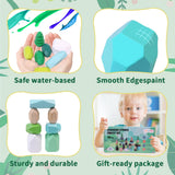 YHHYTOY 40 PCS Wooden Stacking Rocks Building Blocks Forest Theme, Sensory Learning Montessori Toys for 3 4 5 Year Old Kids, Preschool Educational STEM Toys Toddler Games Birthday Gifts for Girls Boys YHHYTOY