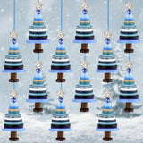 Soulchen 12 Sets Button Christmas Tree Craft Kits Make Your Own Button Christmas Tree Decorations DIY Xmas Hanging Ornament for Holiday Stocking Filler Gift Decor(Blue) Soulchen