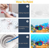 Framed Paint by Numbers Kits for Kids- Number Painting DIY Craft Kits - 16x12 Inch Acrylic Oil Painting On Canvas with Framed - Painting Set for Kids & Beginner & Adult, Colorful Sea Turtle Tookeen