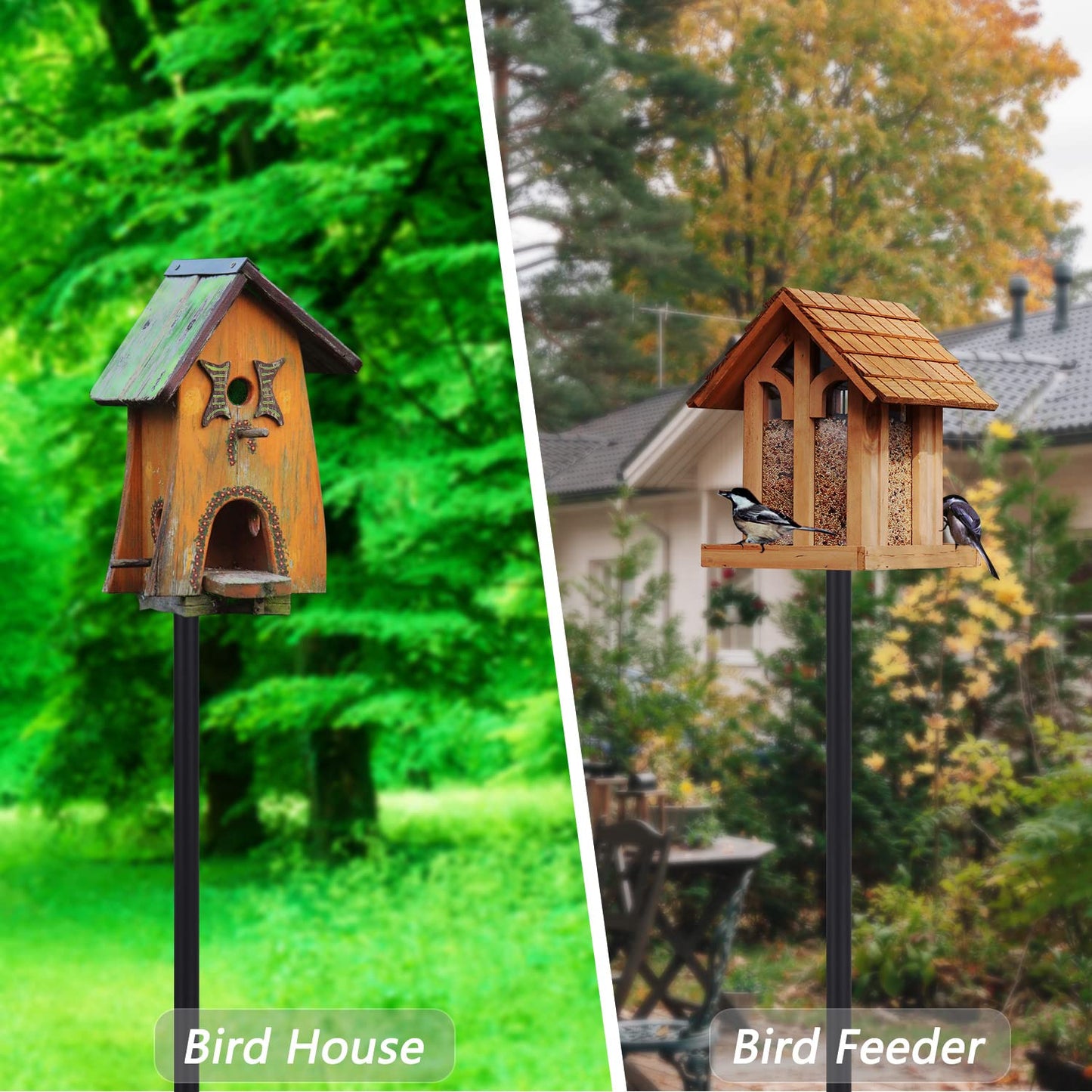 Bird Feeder Pole Kit 79 Inch,Bird House Pole for Outdoors Heavy Duty,5 Base Prongs Adjustable Bird Feeder Stand for Bird House