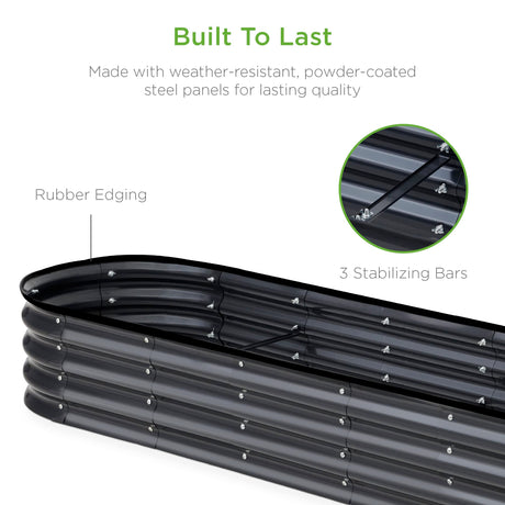 Best Choice Products 8x2x1ft Outdoor Metal Raised Garden Bed, Oval Deep Root Planter Box for Vegetables, Flowers, Herbs, and Succulents w/ 108 Gallon Capacity - Charcoal Best Choice Products