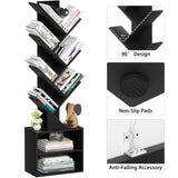SHEEPAM 10 Tier Tree Bookshelf,Floor Standing Wood Tall Bookcase for Narrow Space, Storage Organizer Bookshelves for Books, Book Case for CDs/Movies/Books,Home Office,Living Room, Bedroom SHEEPAM