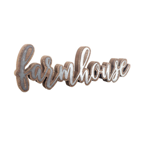 PARISLOFT Rustic Farmhouse Script Cutout Table Top Freestanding Sign, 3D Farmhouse Word Art Accent Decor 15.75x1x5.25'' PARISLOFT