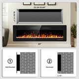 Eueiriup 60” Recessed and Wall Mounted Fire Places Electric Fireplace with Remote Control, Toucn Screen Eueiriup