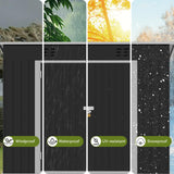 COMHOMA Shed Outdoor Storage Shed Metal,Lockable Doors Tool Sheds with Sloping Roof,Steel Garden Shed with Air Vent for Backyard,Patio,Lawn,Poolside (Grey, 8'*4') COMHOMA