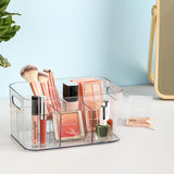 5-Compartment Clear Plastic Bin - Divided Art Supplies, Cosmetic Makeup Caddy Organizer - Multiuse Storage Container for Vanity, Bathroom, Kitchen, Office, Craft, Shower, Cleaning Items, (1 Pack) AOZITA