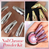 Born Pretty Chrome Nail Powder Metallic Mirror Powder Holographic Pigment Powder Manicure Nail Art Decoration Sets Silver Gold Pink Rose Gold 4 Boxes Born Pretty