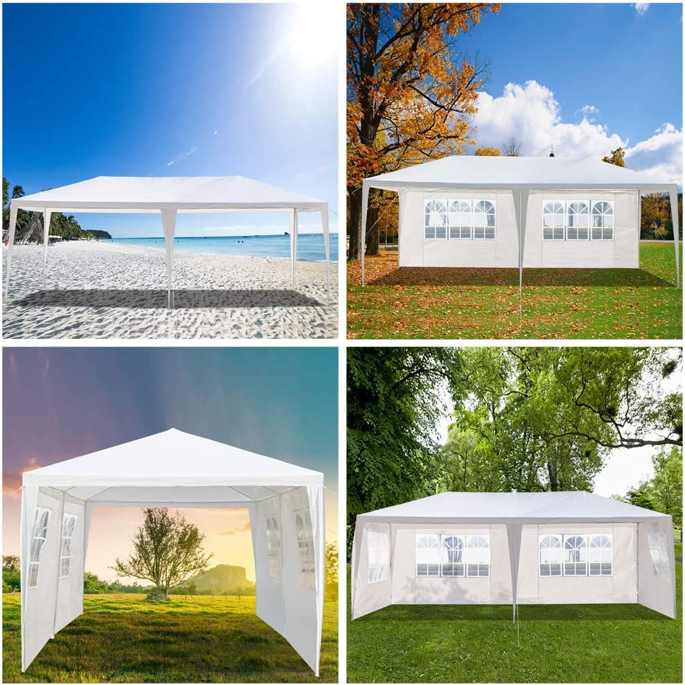 KepooMan 10' x 20' Outdoor Gazebo Canopy Waterproof Party Tent Wedding Canopy with Removable Sidewalls & Brighter Church Windows - WoodArtSupply