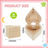 Taiyin 16 Pieces Valentine's Day Wood Box Heart Shaped Unfinished Wood Box with Magnetic Hinged Lid for Valentine's Day Wedding Anniversary Jewelry Craft Storage Taiyin