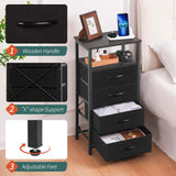 Yoobure Night Stand - LED Nightstand with Charging Station, Bedside Table with 4 Fabric Storage Drawers and Storage Shelf, End Table with USB Ports and Outlets, Tall Dresser for Bedroom Yoobure