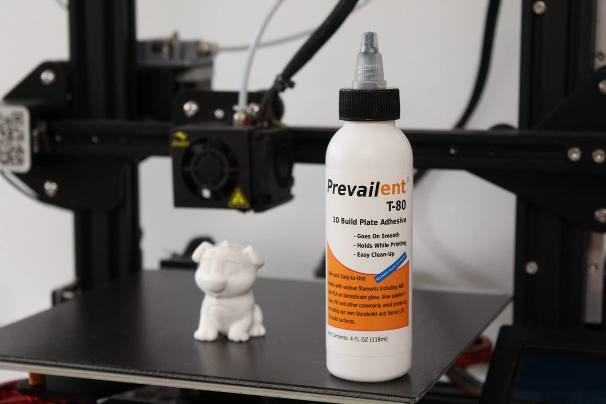 Prevailent T-80, 3D Printer Bed Adhesive Glue - Helps Prevent Warping, Strong Hold and Easy Release with Various Build Plates and Filament Types Including PLA, ABS, TPU, and PETG, 4 fl oz. (118ml) Prevailent