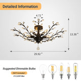 CVKASH 5 - Light Vintage Small Crystal Chandelier Modern Semi Flush Mount Ceiling Light Fixture Chandelier Lighting for Kitchen Bedroom Living Room Dining Room Hallway Foyer（Black） CVKASH