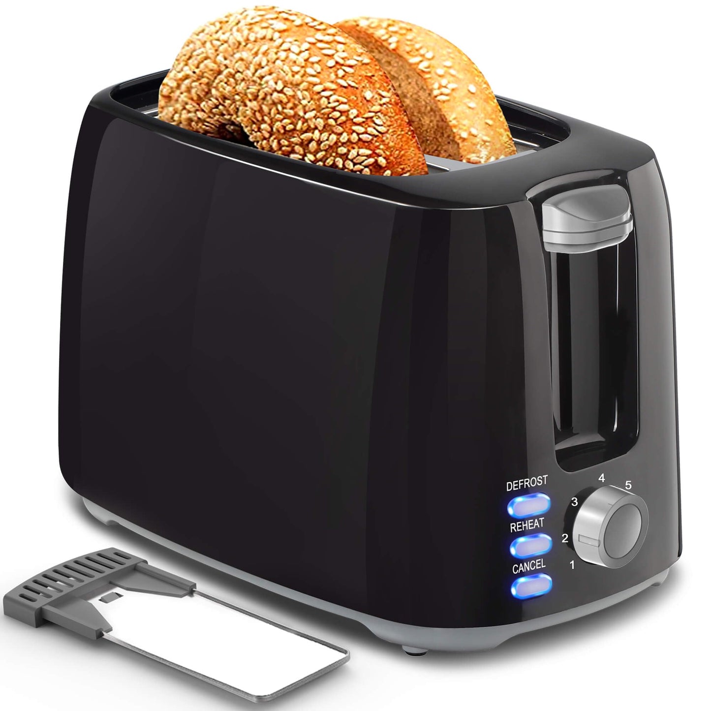 Toaster 2 Slice - Black Toaster Best Rated Prime Wide Slot 2 slice Toaster, 7 Bread Shade Settings, Removable Crumb Tray Compact Toaster Toasters the Best 2 Slice for Bagel Bread Waffle